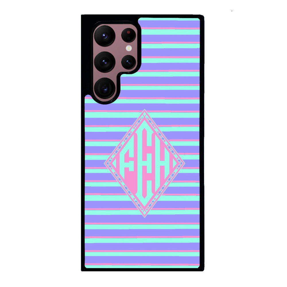 Pastel Pin Stripes Diamond Monogram | Samsung Phone Case
