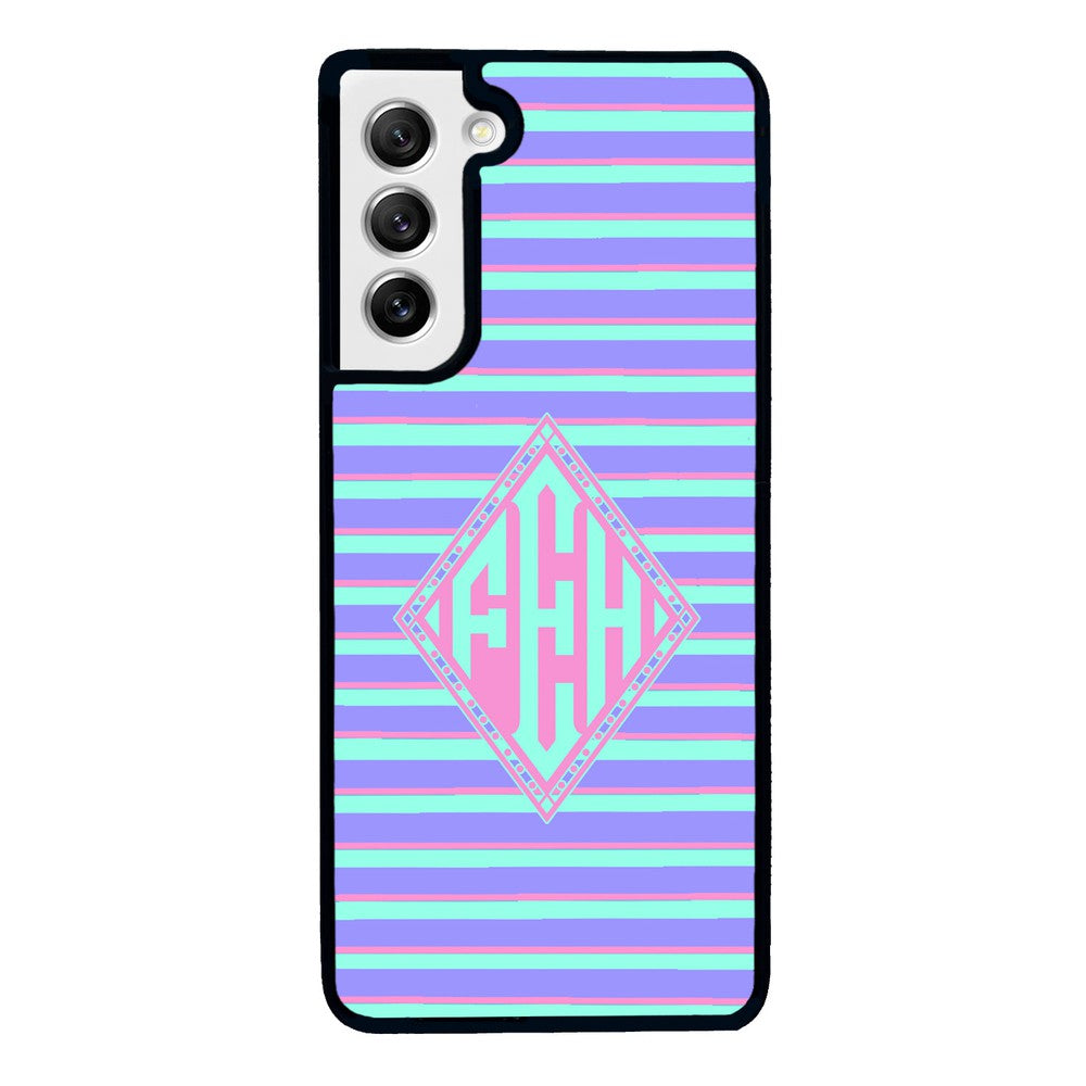 Pastel Pin Stripes Diamond Monogram | Samsung Phone Case