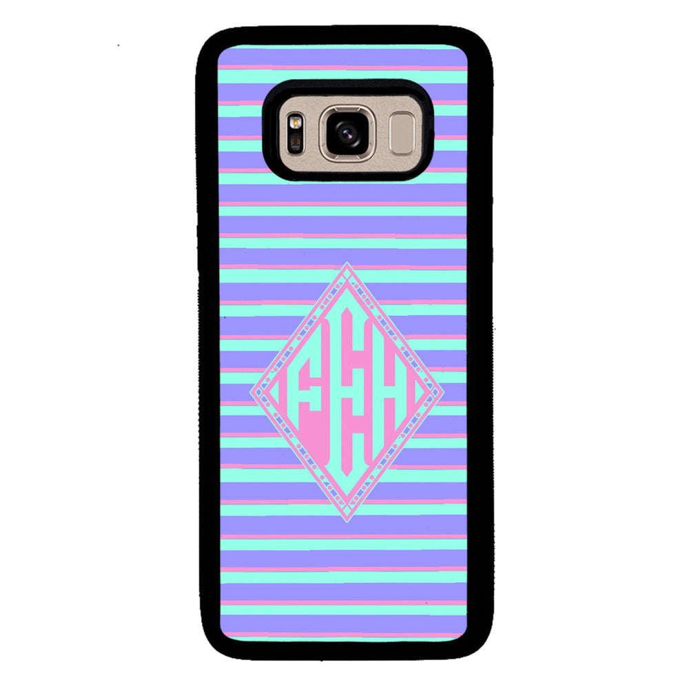 Pastel Pin Stripes Diamond Monogram | Samsung Phone Case