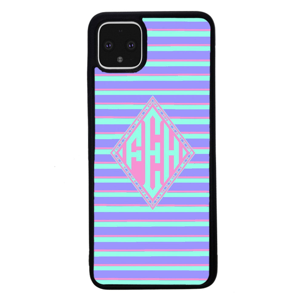 Pastel Pin Stripes Diamond Monogram | Google Phone Case