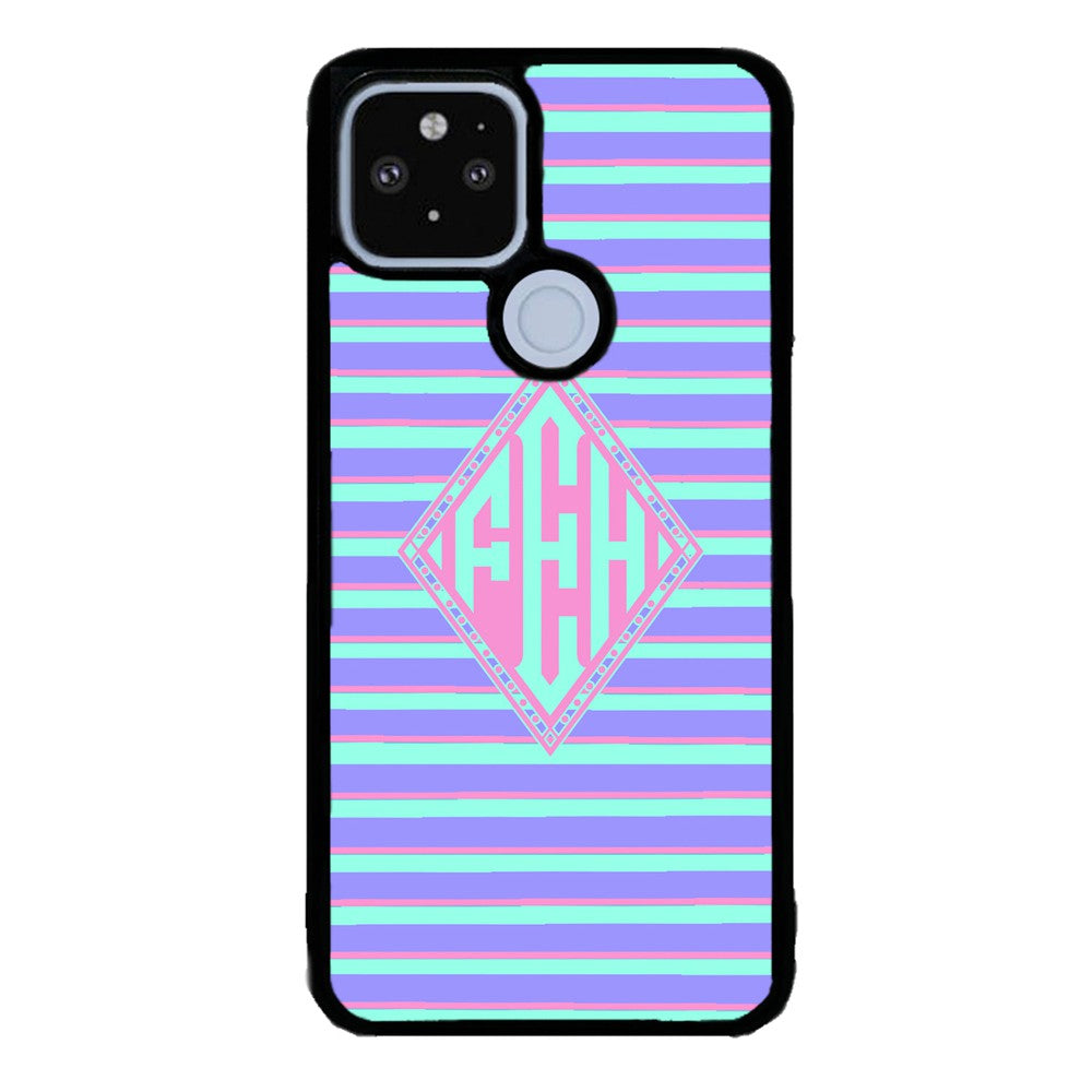 Pastel Pin Stripes Diamond Monogram | Google Phone Case