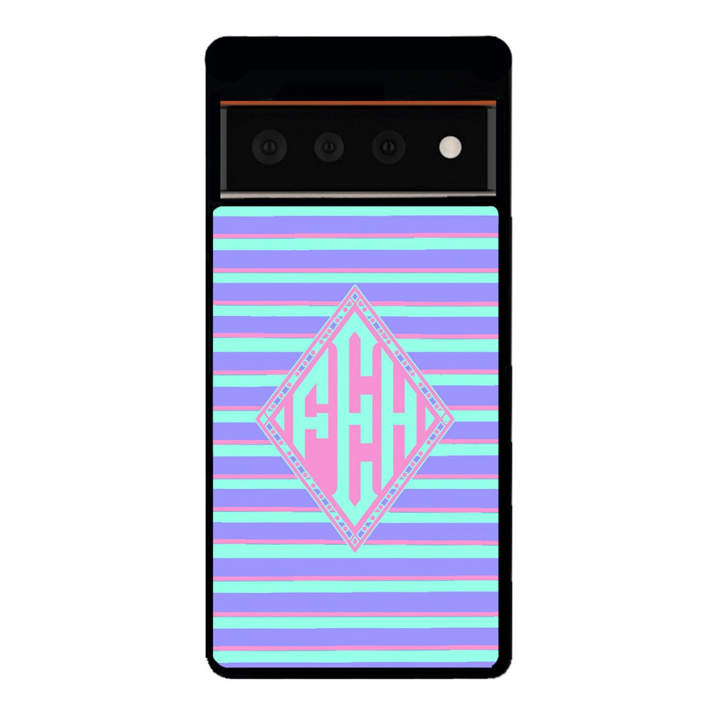 Pastel Pin Stripes Diamond Monogram | Google Phone Case