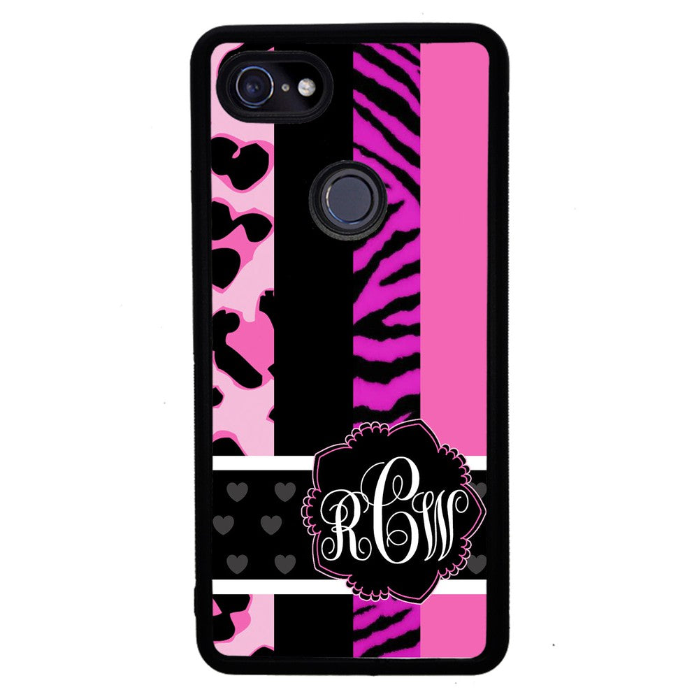 Animal Prints Pink Collage Monogram | Google Phone Case