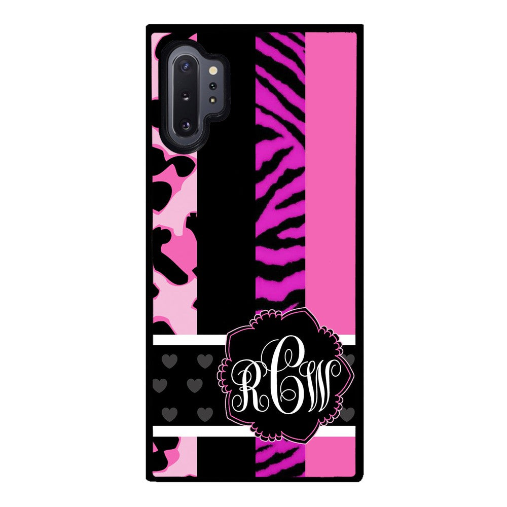 Animal Prints Pink Collage Monogram | Samsung Phone Case