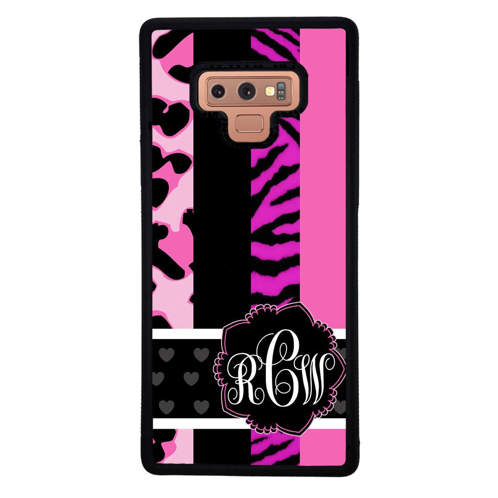 Animal Prints Pink Collage Monogram | Samsung Phone Case