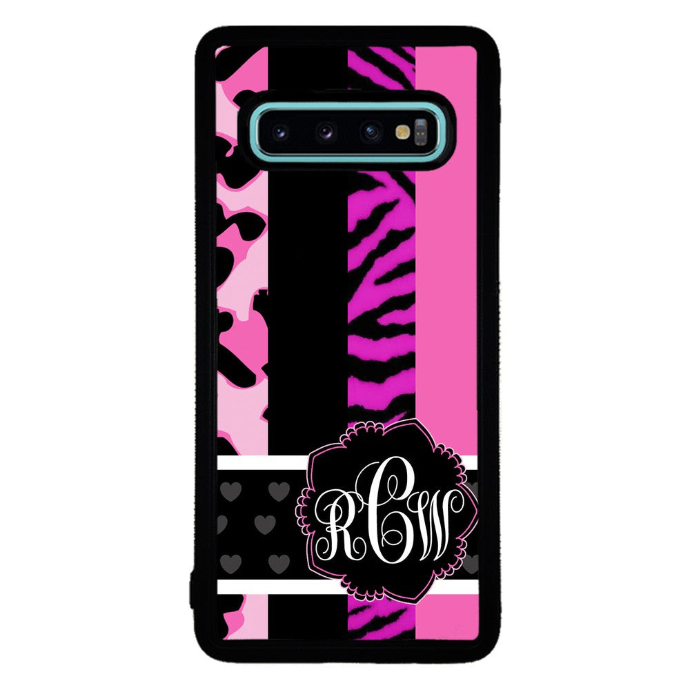 Animal Prints Pink Collage Monogram | Samsung Phone Case