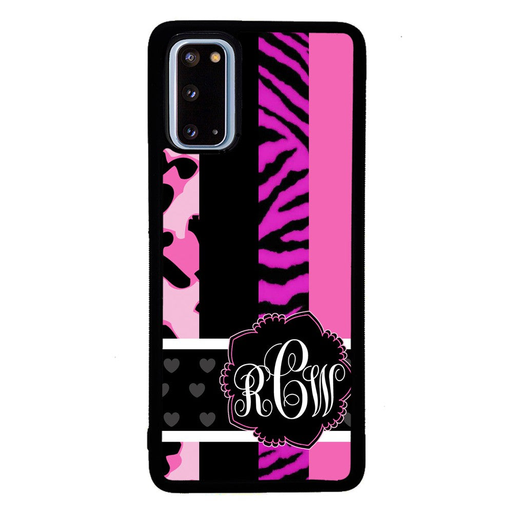 Animal Prints Pink Collage Monogram | Samsung Phone Case