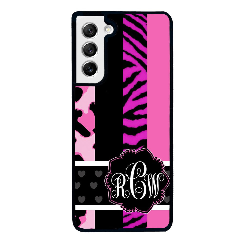 Animal Prints Pink Collage Monogram | Samsung Phone Case