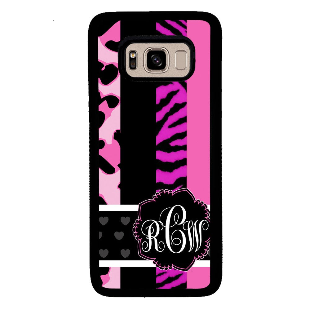 Animal Prints Pink Collage Monogram | Samsung Phone Case