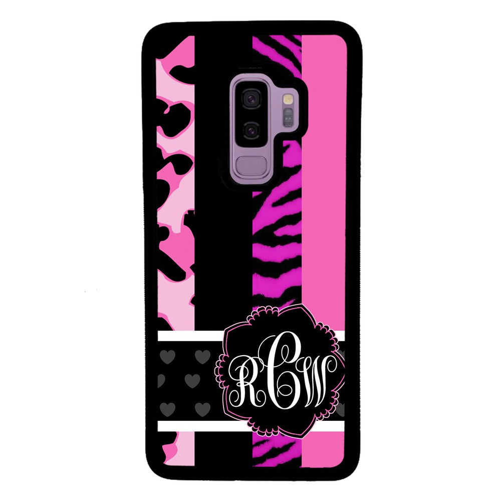 Animal Prints Pink Collage Monogram | Samsung Phone Case
