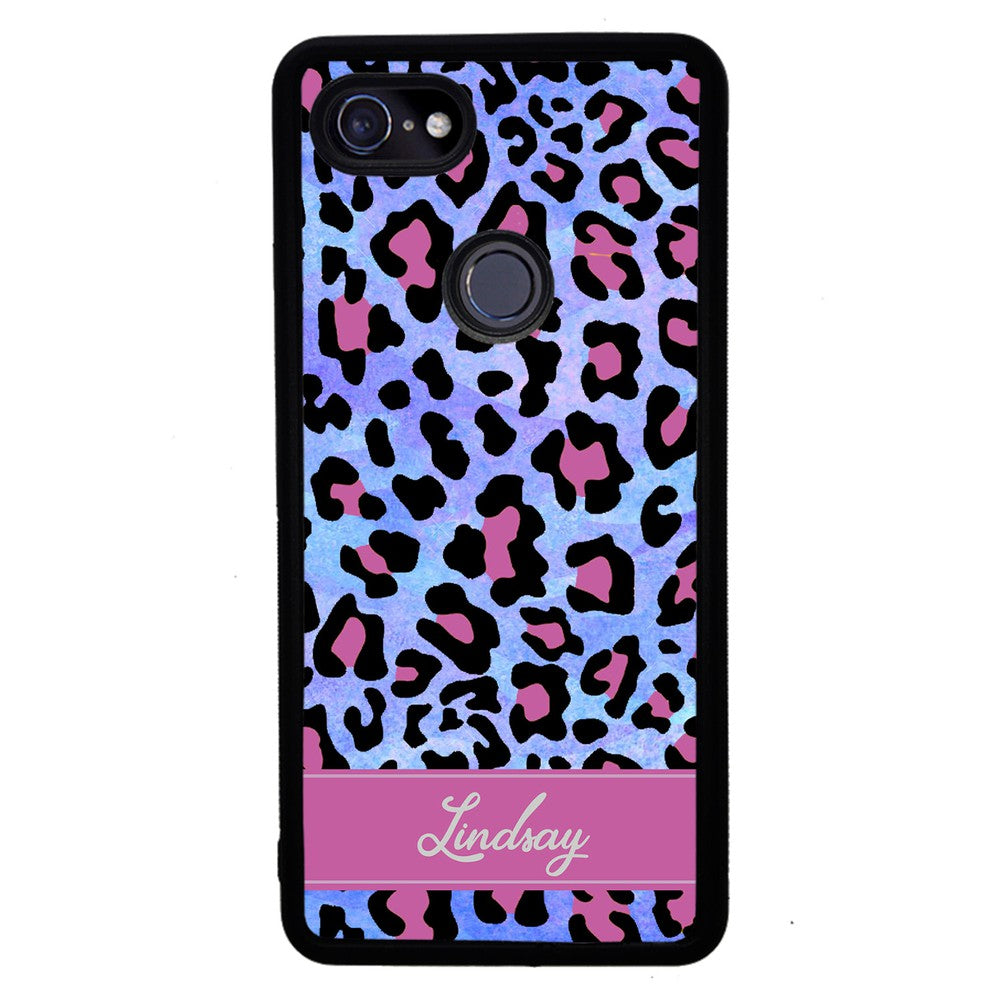 Pink and Blue Leopard Skin Personalized | Google Phone Case