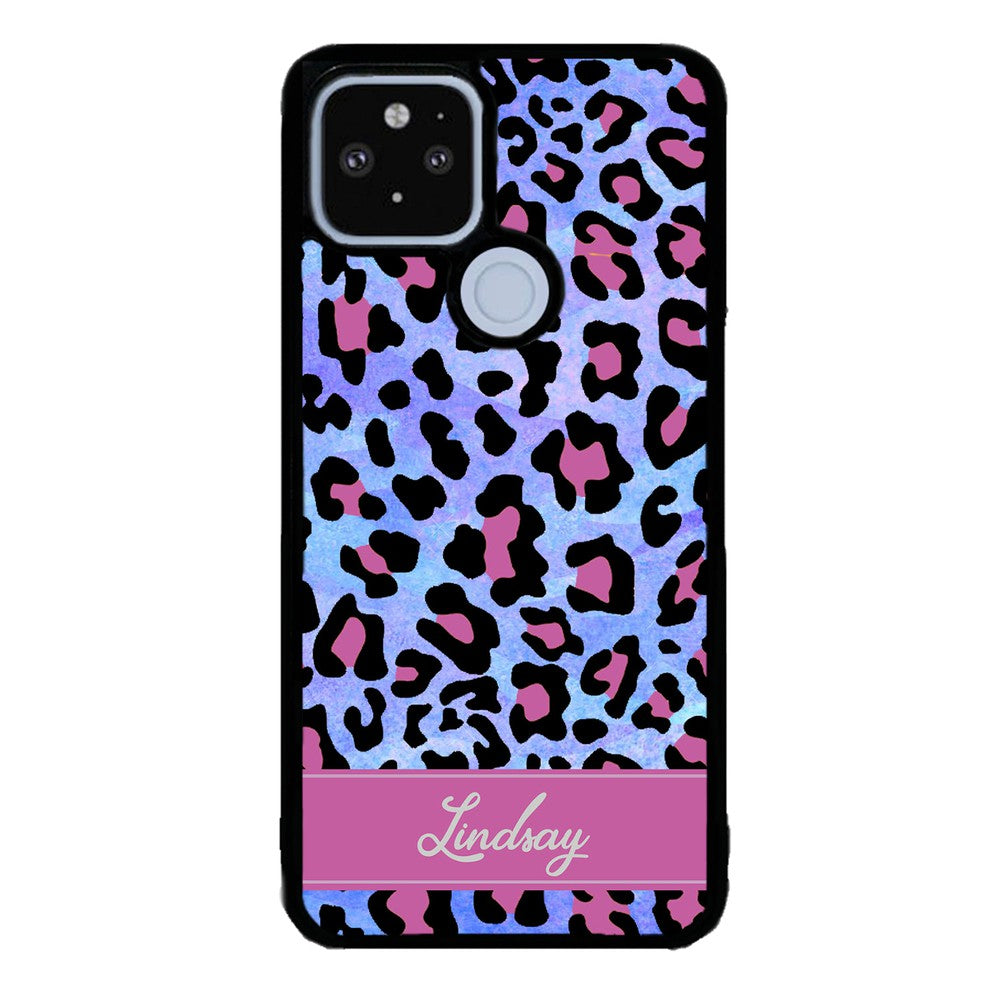 Pink and Blue Leopard Skin Personalized | Google Phone Case