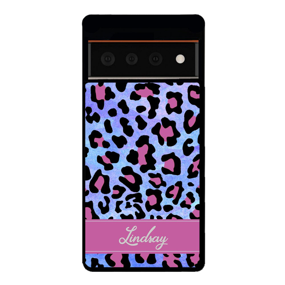 Pink and Blue Leopard Skin Personalized | Google Phone Case
