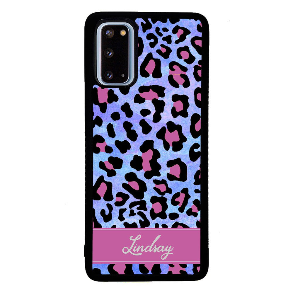 Pink and Blue Leopard Skin Personalized | Samsung Phone Case