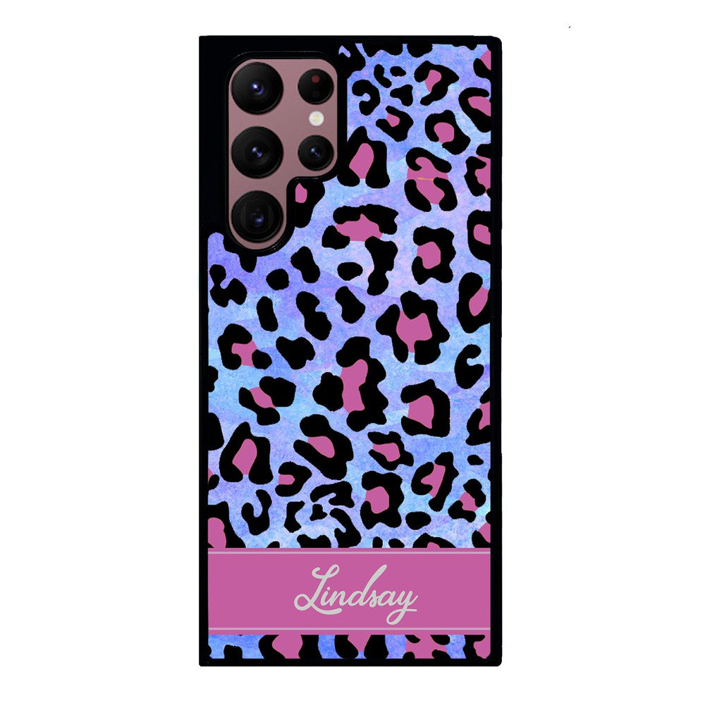 Pink and Blue Leopard Skin Personalized | Samsung Phone Case