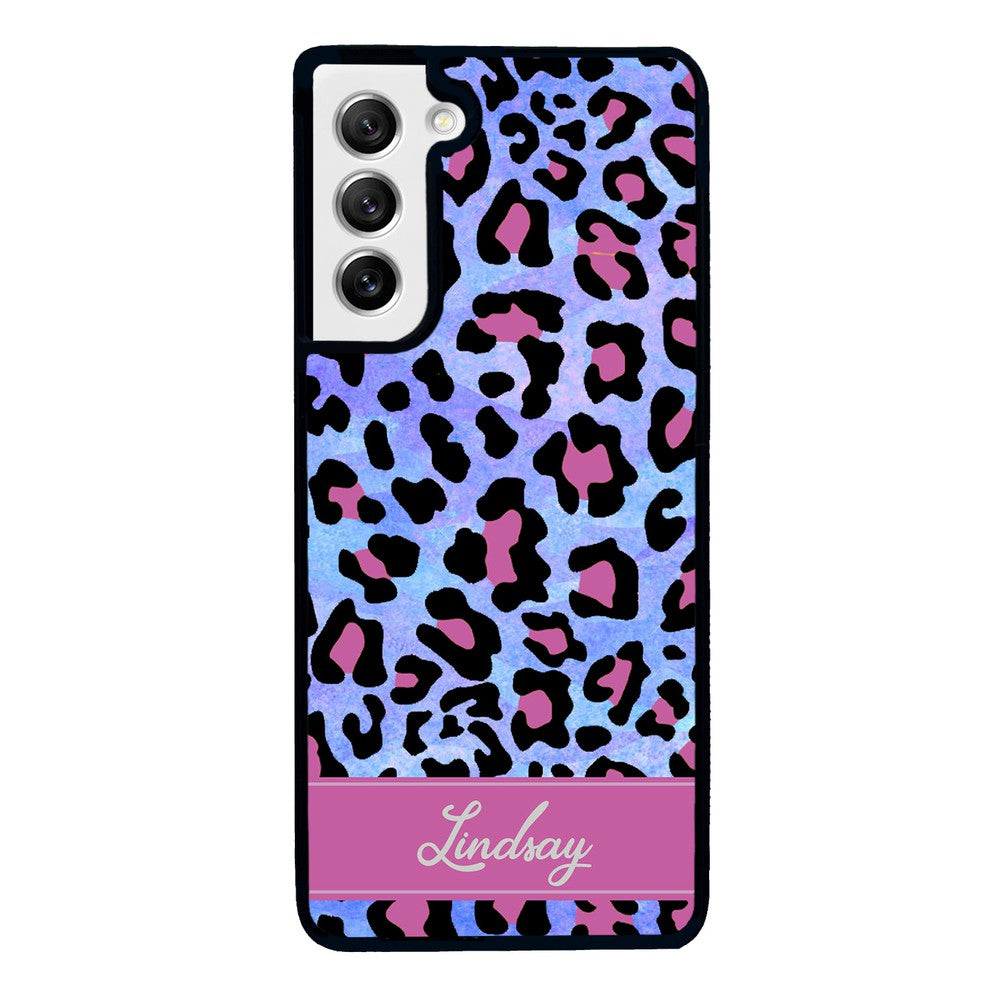 Pink and Blue Leopard Skin Personalized | Samsung Phone Case