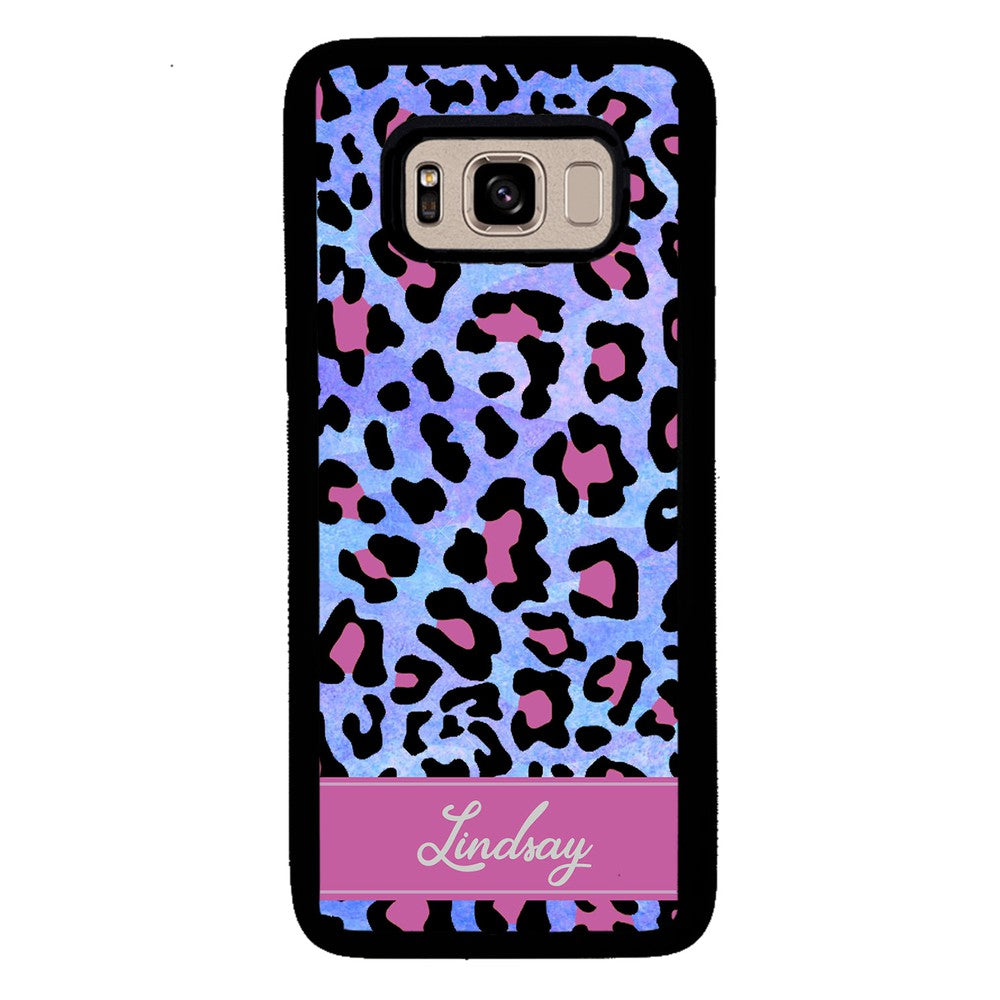Pink and Blue Leopard Skin Personalized | Samsung Phone Case