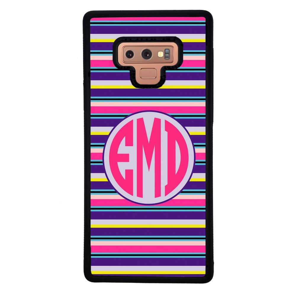 Pink Blue Purple Teal Bar Monogram | Samsung Phone Case