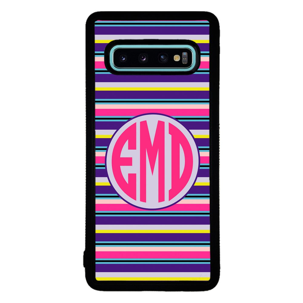 Pink Blue Purple Teal Bar Monogram | Samsung Phone Case