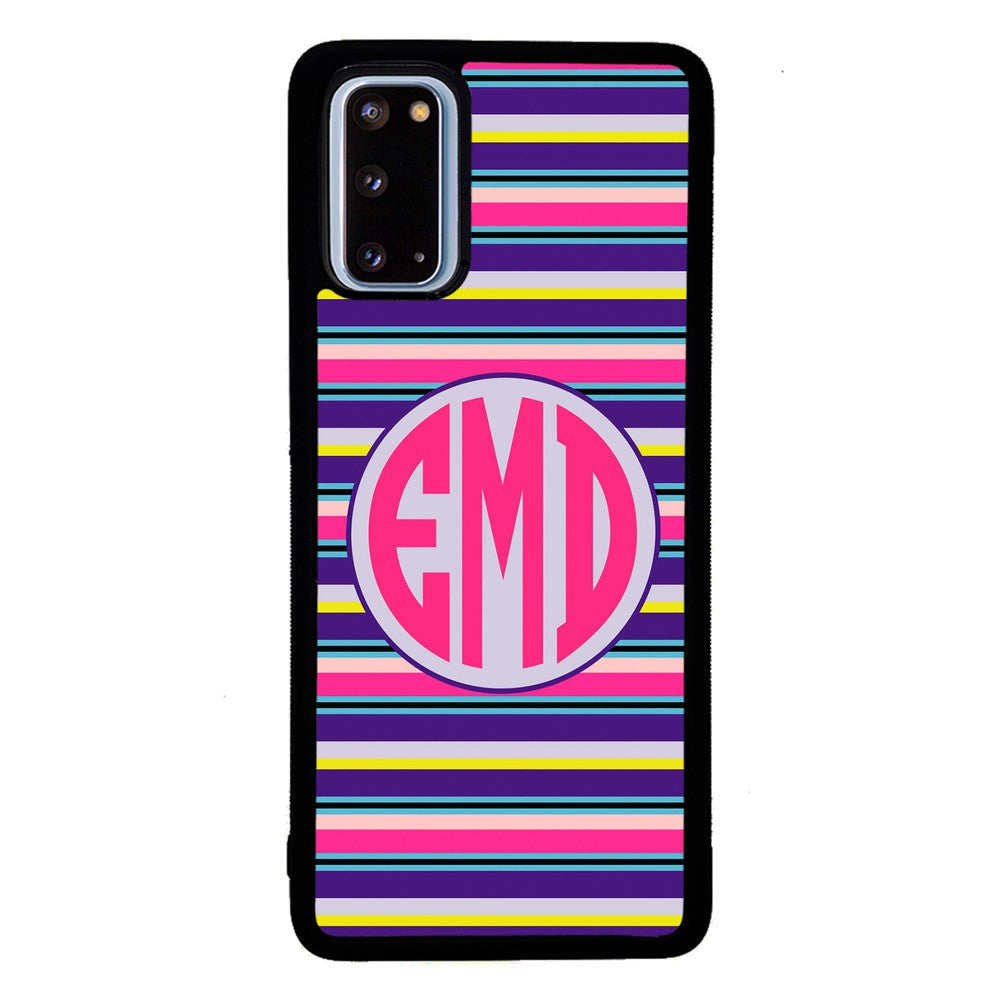 Pink Blue Purple Teal Bar Monogram | Samsung Phone Case