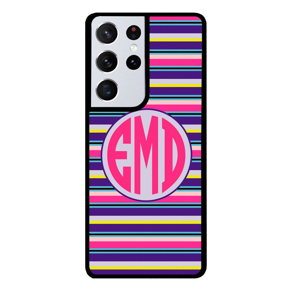 Pink Blue Purple Teal Bar Monogram | Samsung Phone Case