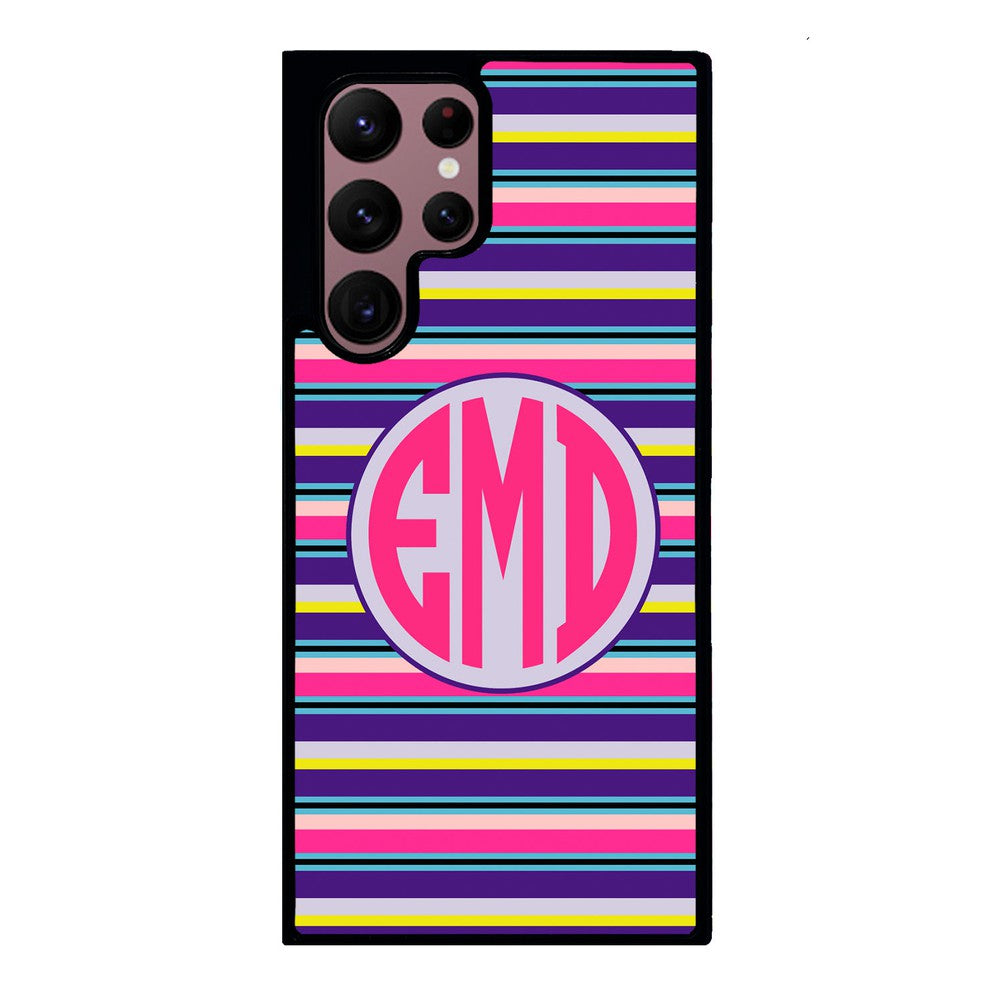 Pink Blue Purple Teal Bar Monogram | Samsung Phone Case