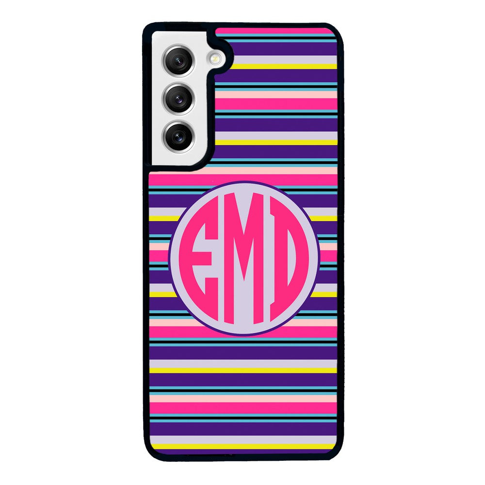 Pink Blue Purple Teal Bar Monogram | Samsung Phone Case