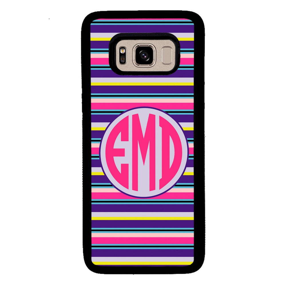 Pink Blue Purple Teal Bar Monogram | Samsung Phone Case