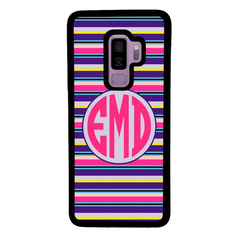 Pink Blue Purple Teal Bar Monogram | Samsung Phone Case