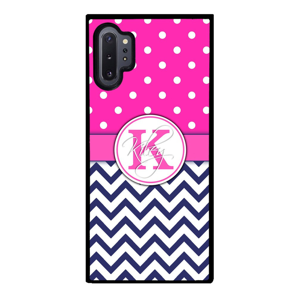 Pink Polka Dots Blue Chevron Personalized | Samsung Phone Case