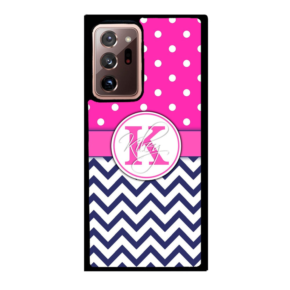 Pink Polka Dots Blue Chevron Personalized | Samsung Phone Case