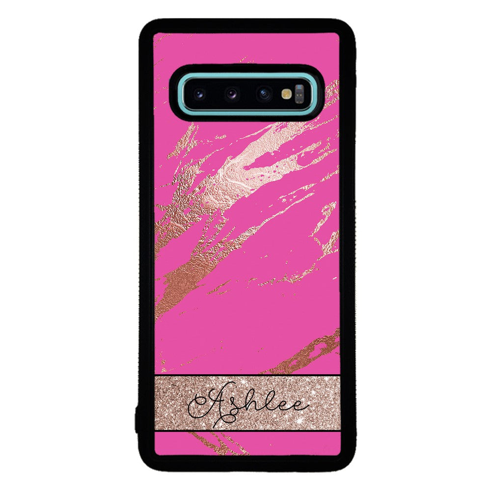 Pink and Gold Marble Personalized | Samsung Phone Case