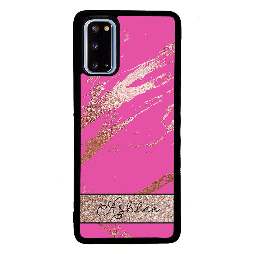 Pink and Gold Marble Personalized | Samsung Phone Case