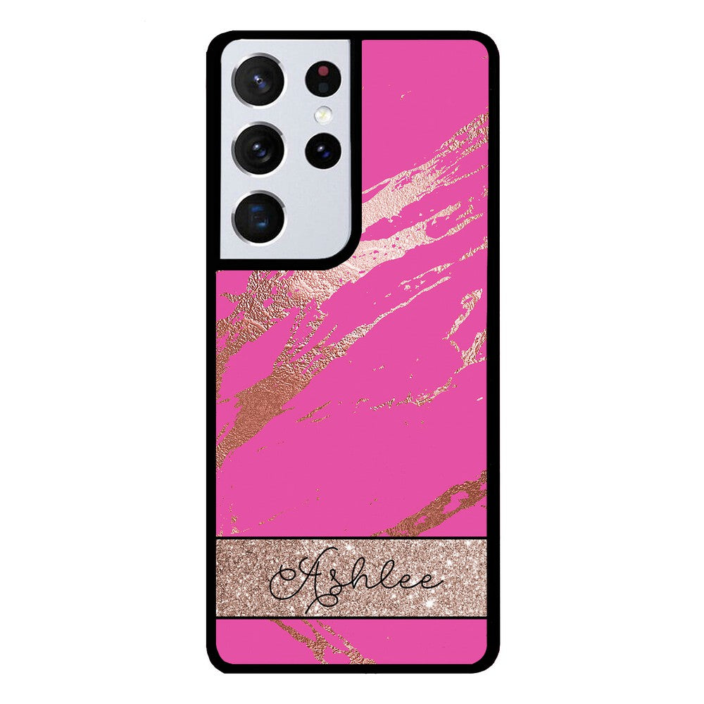 Pink and Gold Marble Personalized | Samsung Phone Case