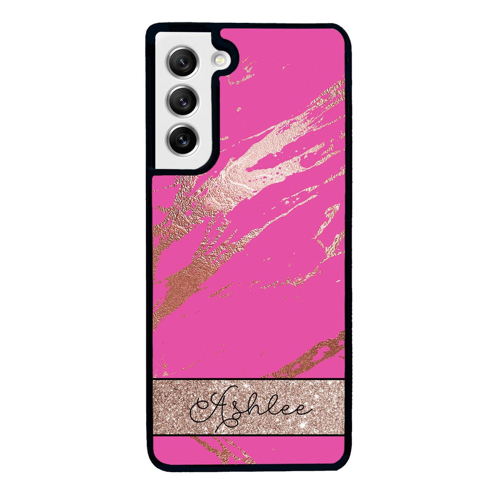 Pink and Gold Marble Personalized | Samsung Phone Case