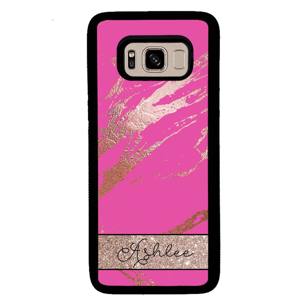 Pink and Gold Marble Personalized | Samsung Phone Case