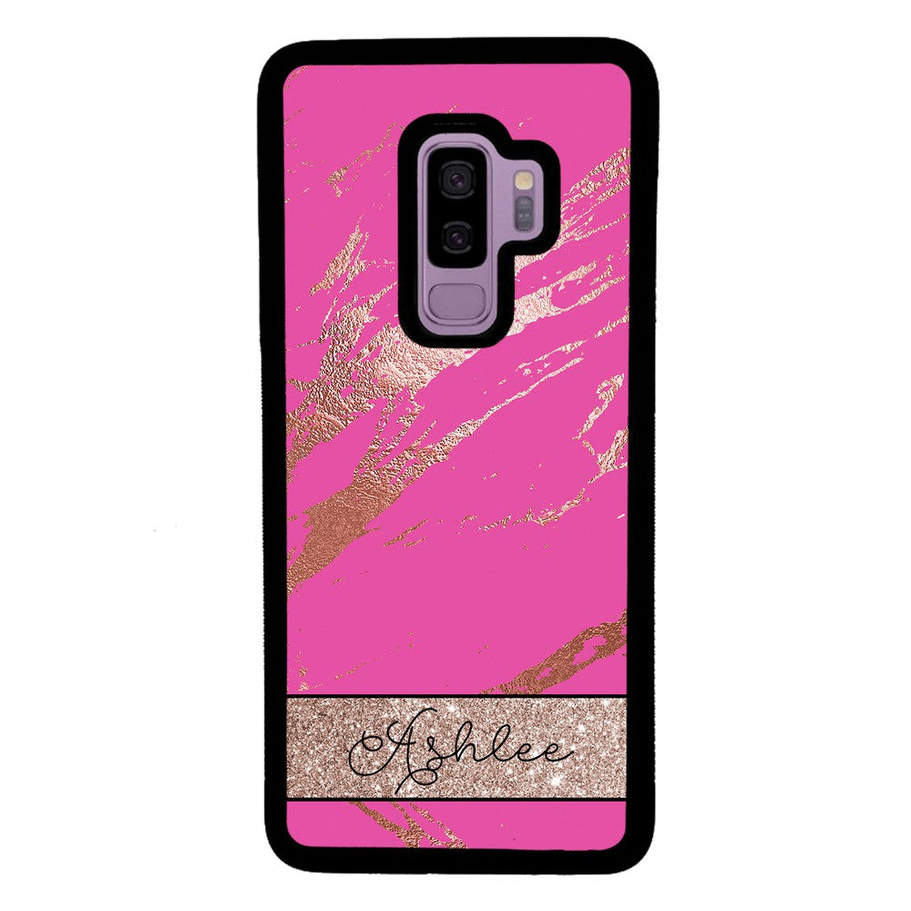 Pink and Gold Marble Personalized | Samsung Phone Case