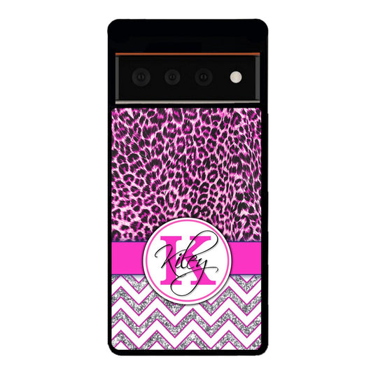 Pink Leopard Silver Glitter Personalized | Google Phone Case