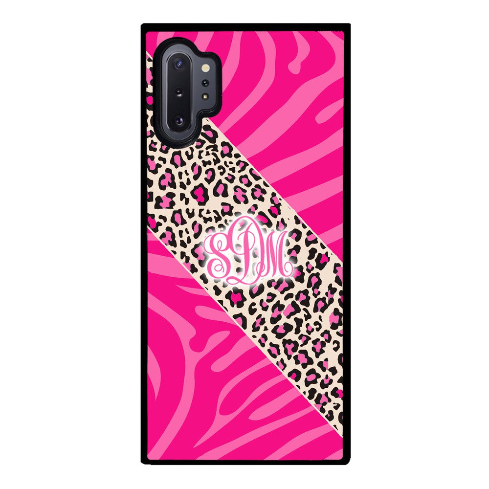 Pink Leopard and Zebra Animal Skin Monogram | Samsung Phone Case