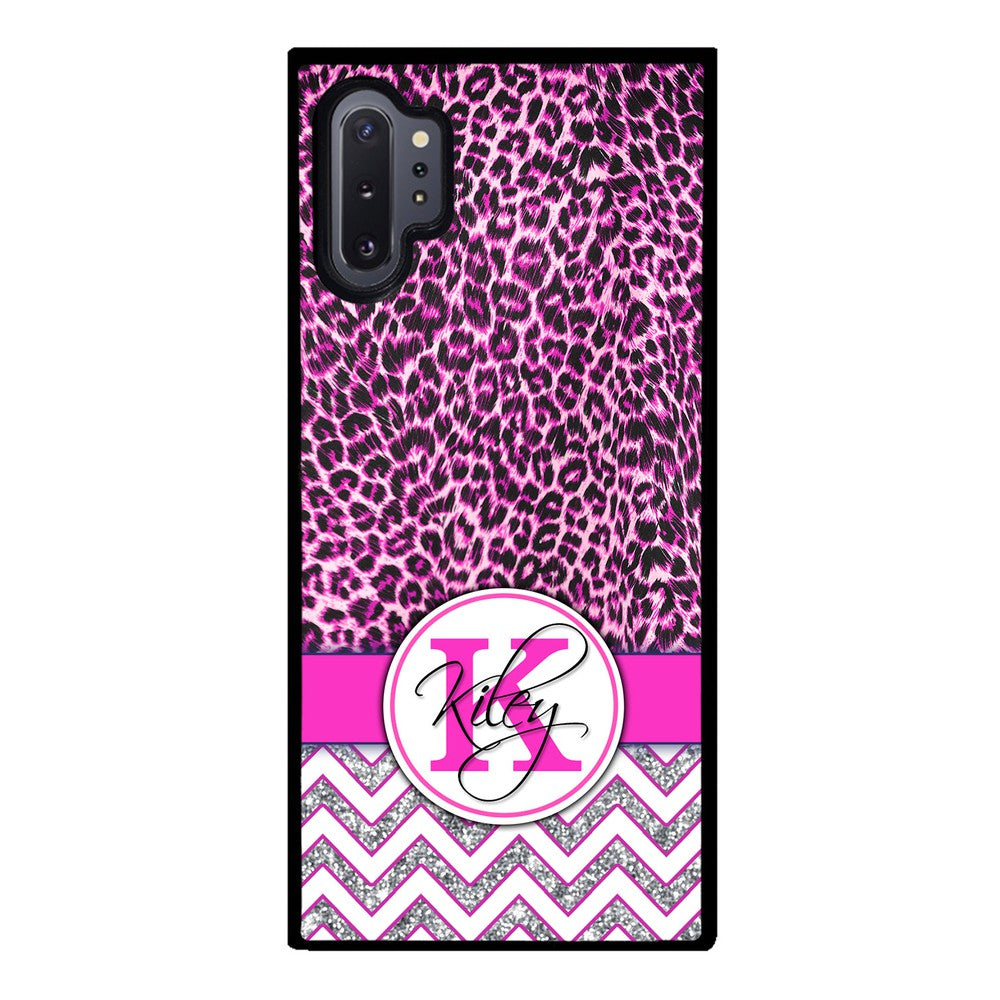 Pink Leopard Silver Glitter Personalized | Samsung Phone Case