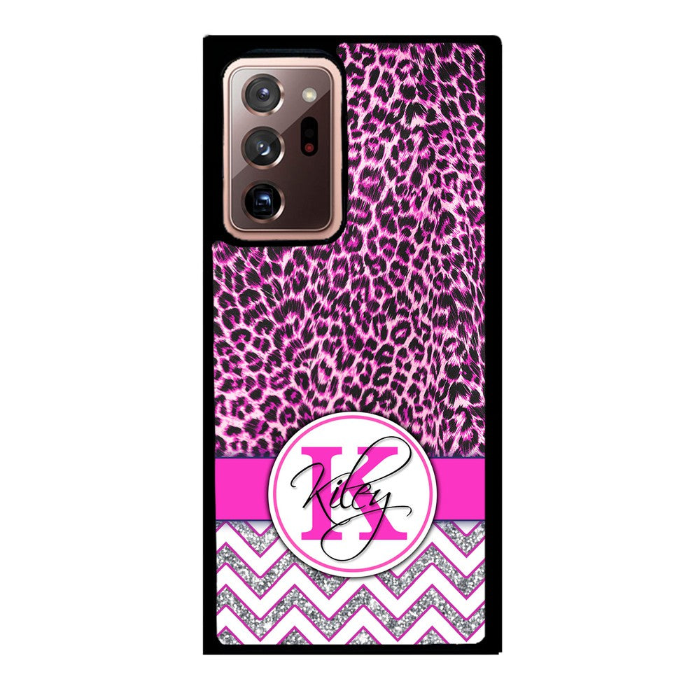 Pink Leopard Silver Glitter Personalized | Samsung Phone Case