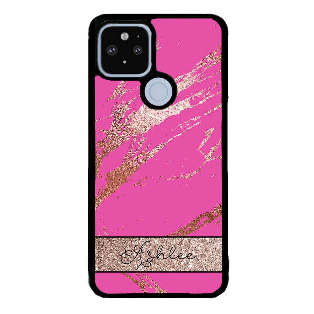Pink and Gold Marble Personalized | Google Phone Case