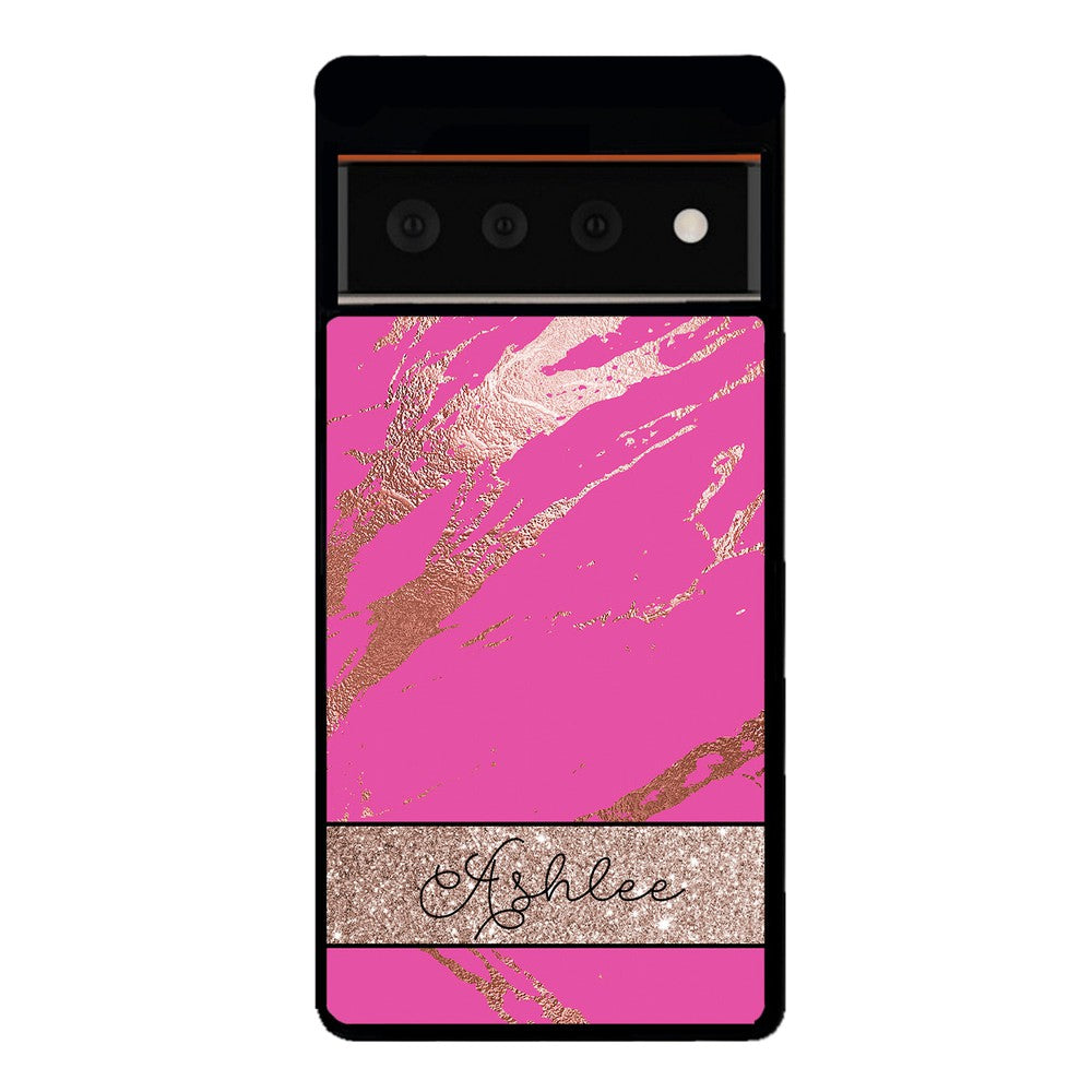 Pink and Gold Marble Personalized | Google Phone Case