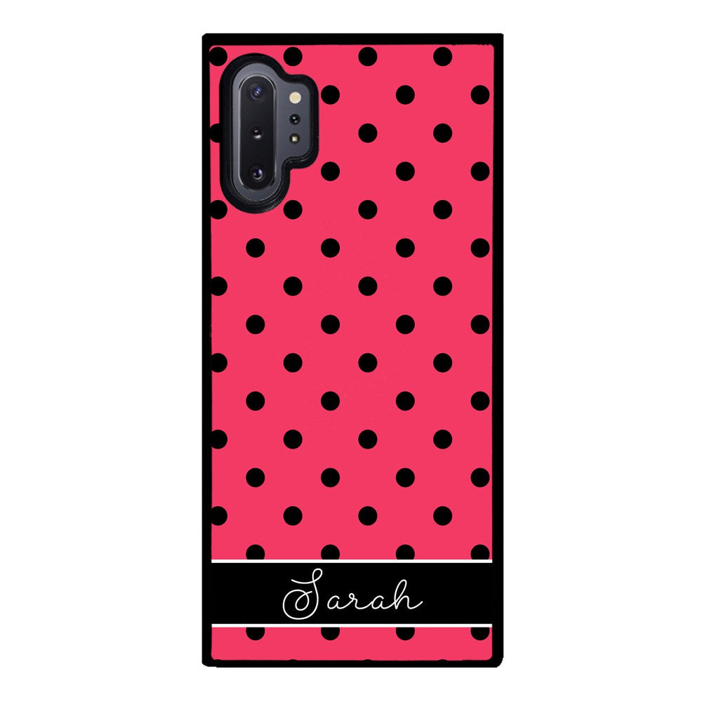 Pinkish Red Polka Dot Black Personalized | Samsung Phone Case