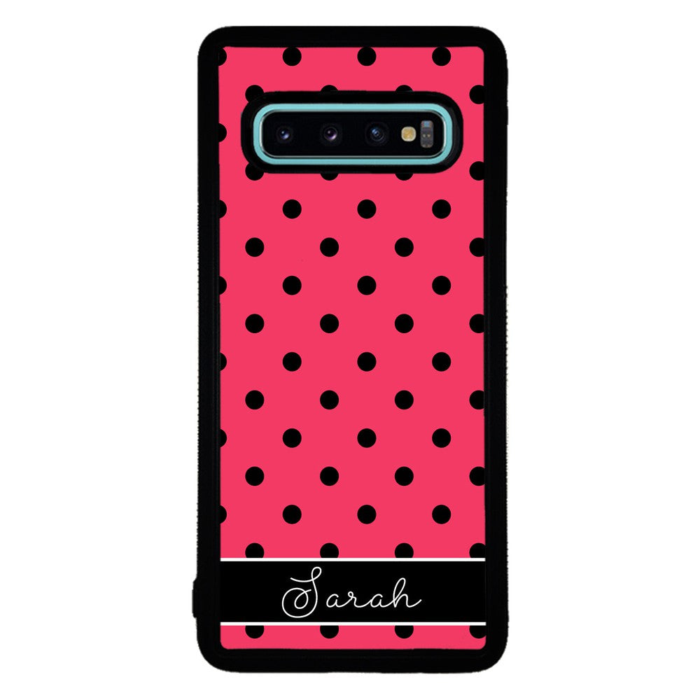 Pinkish Red Polka Dot Black Personalized | Samsung Phone Case