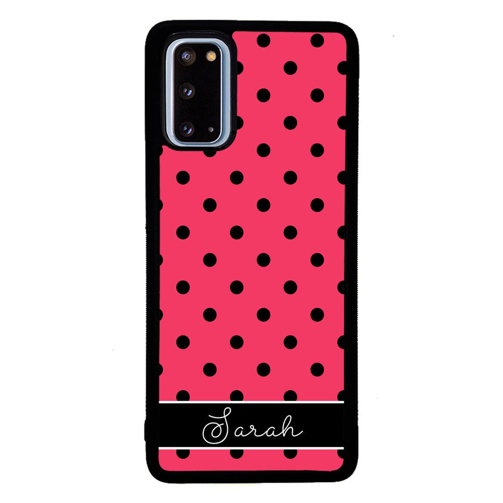 Pinkish Red Polka Dot Black Personalized | Samsung Phone Case