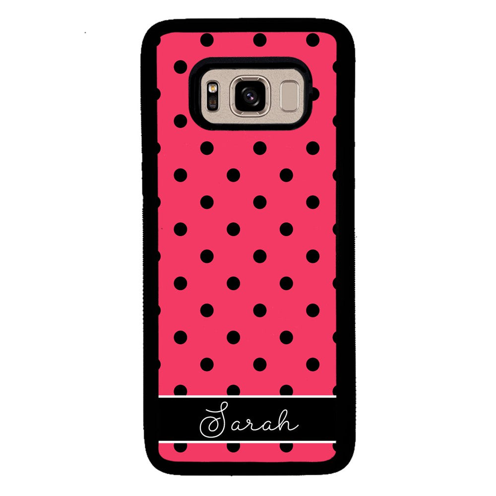 Pinkish Red Polka Dot Black Personalized | Samsung Phone Case