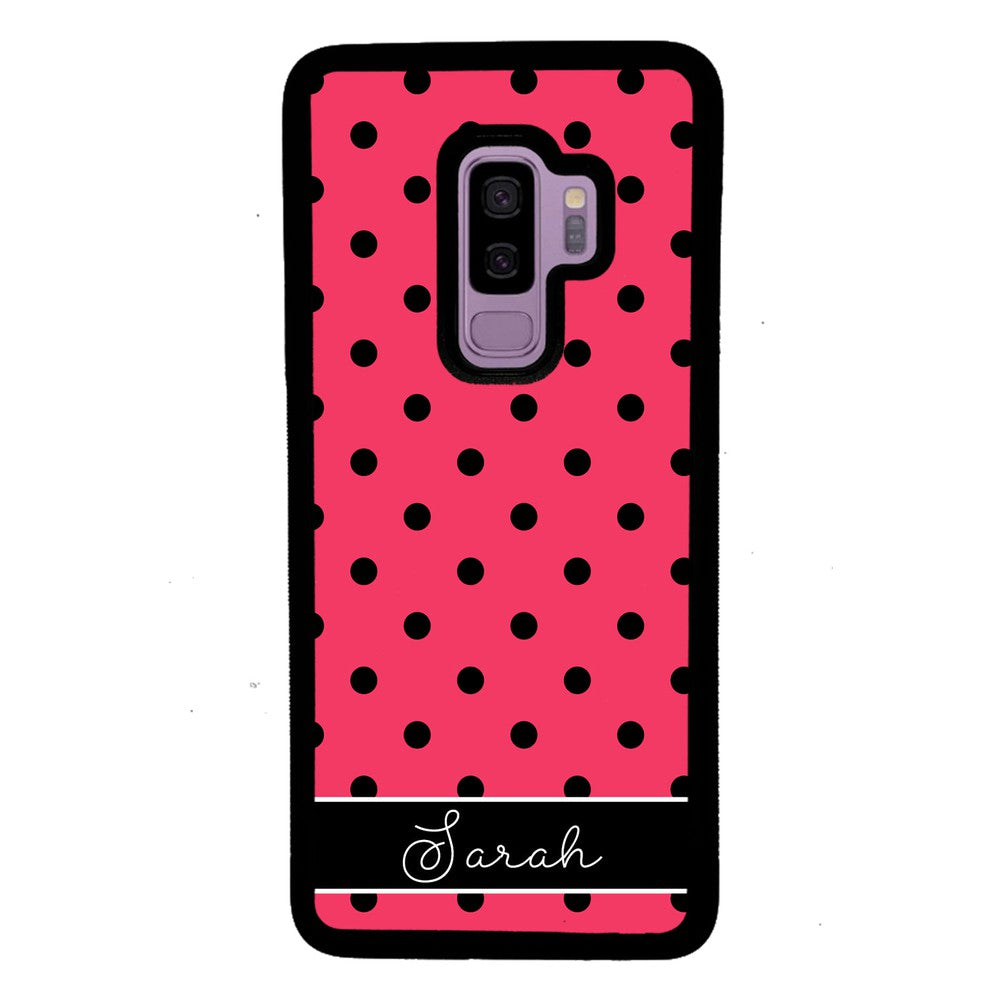 Pinkish Red Polka Dot Black Personalized | Samsung Phone Case