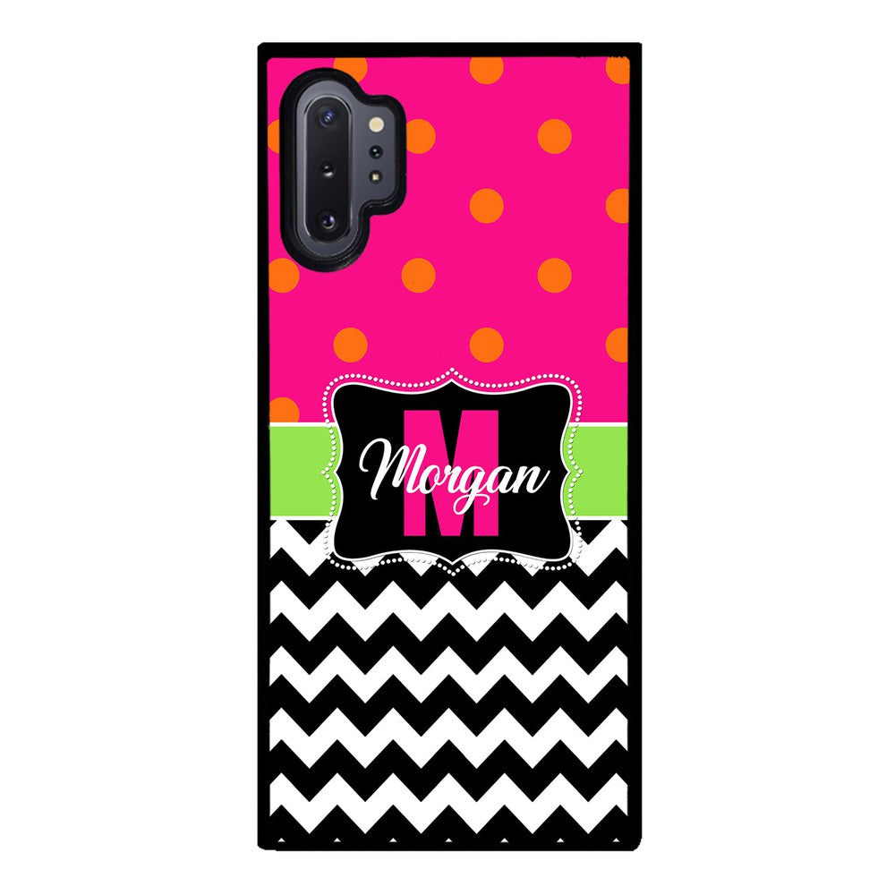 Pink Polka Dot Black White Chevron Personalized | Samsung Phone Case