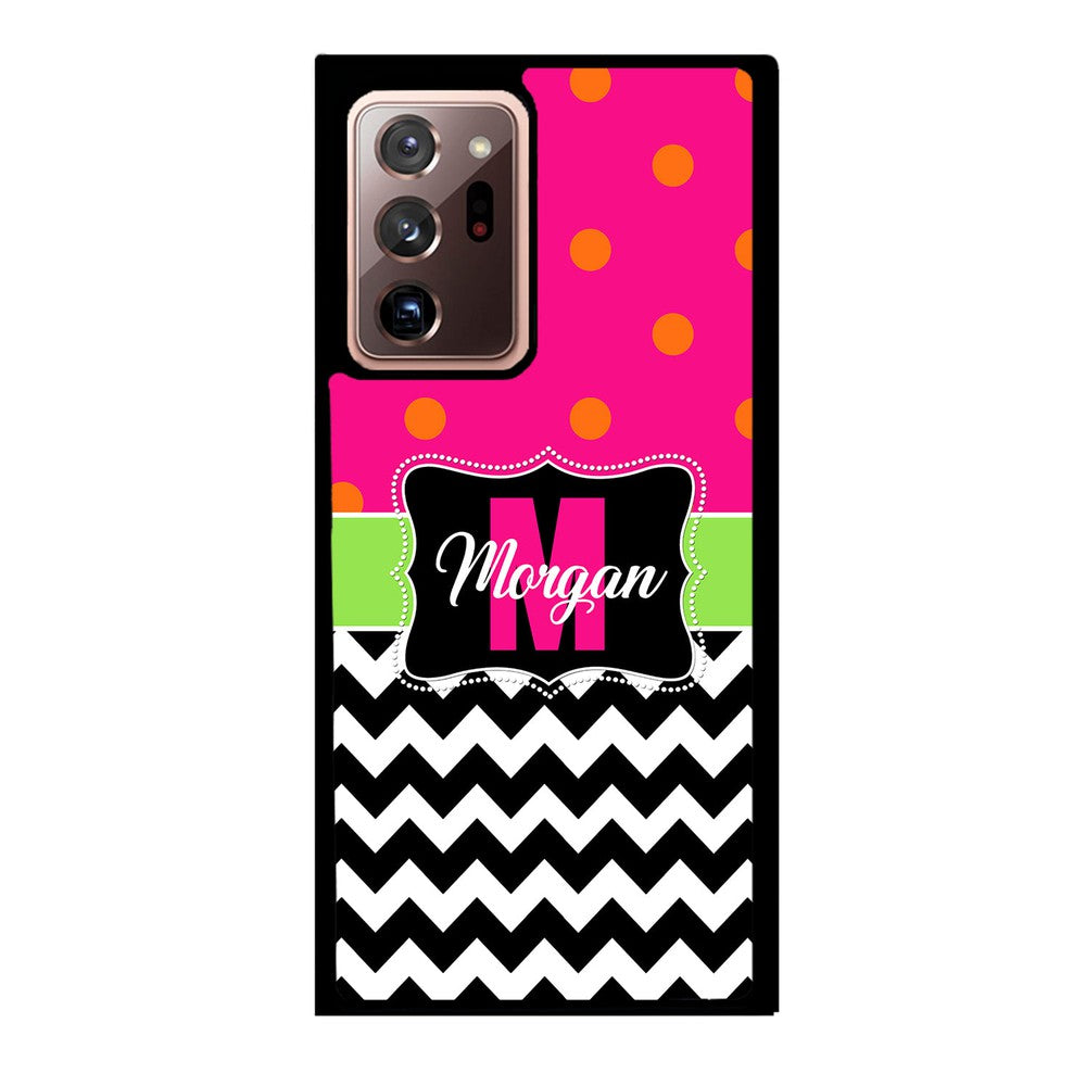 Pink Polka Dot Black White Chevron Personalized | Samsung Phone Case